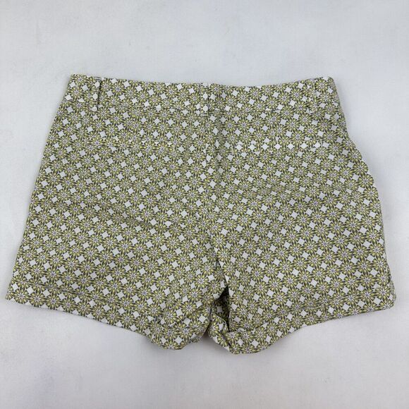 Banana Republic Multicolor Geometric Chino Shorts Sz 4 100% Cotton White Yellow - Picture 9 of 9